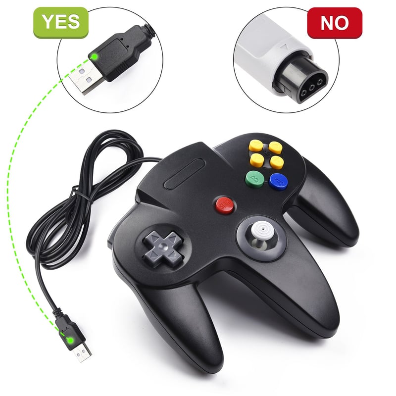 Miadore 2x Retro N64 USB Gamepad Joystick Klasszikus Vezetékes Vezérlő PC Mac Raspberry
