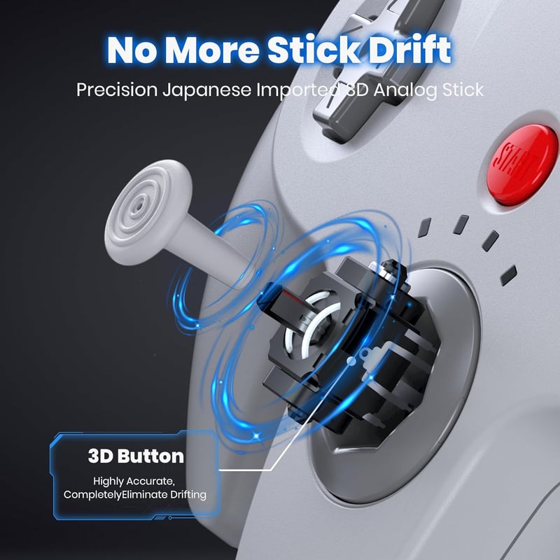 miadore Wireless N64 Kontroller 2,4 GHz USB vevővel PC Mac iOS Switch kompatibilis szürke