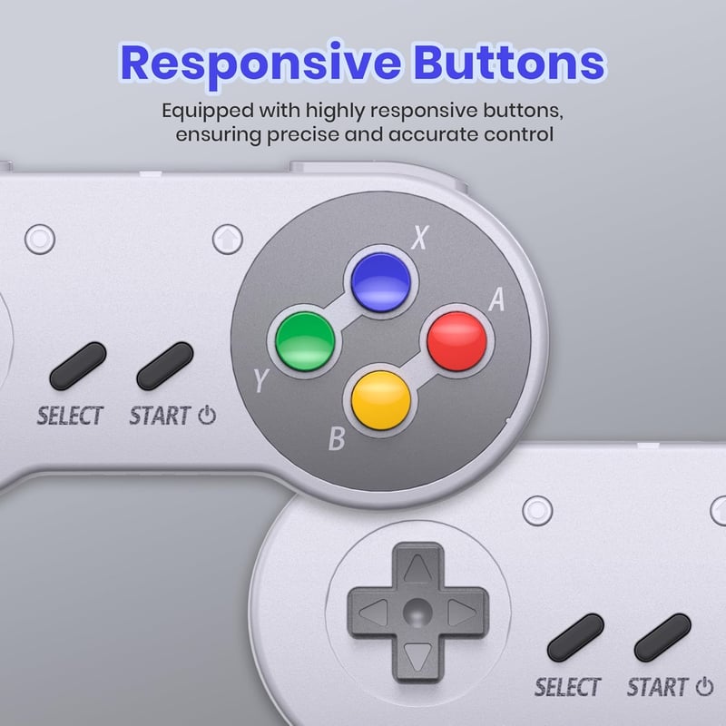 miadore Wireless SNES Kontroller 2.4GHz USB vevővel, Switch/PC/MAC/Raspberry Pi kompatibilis, 2 darab