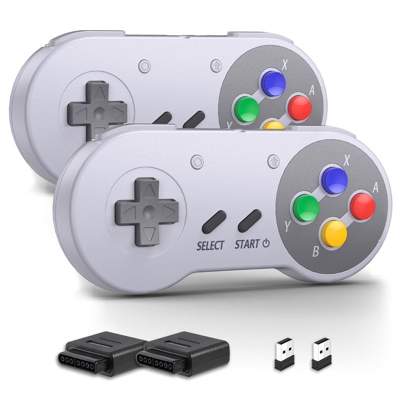 miadore Wireless SNES Kontroller 2.4GHz USB vevővel, Switch/PC/MAC/Raspberry Pi kompatibilis, 2 darab