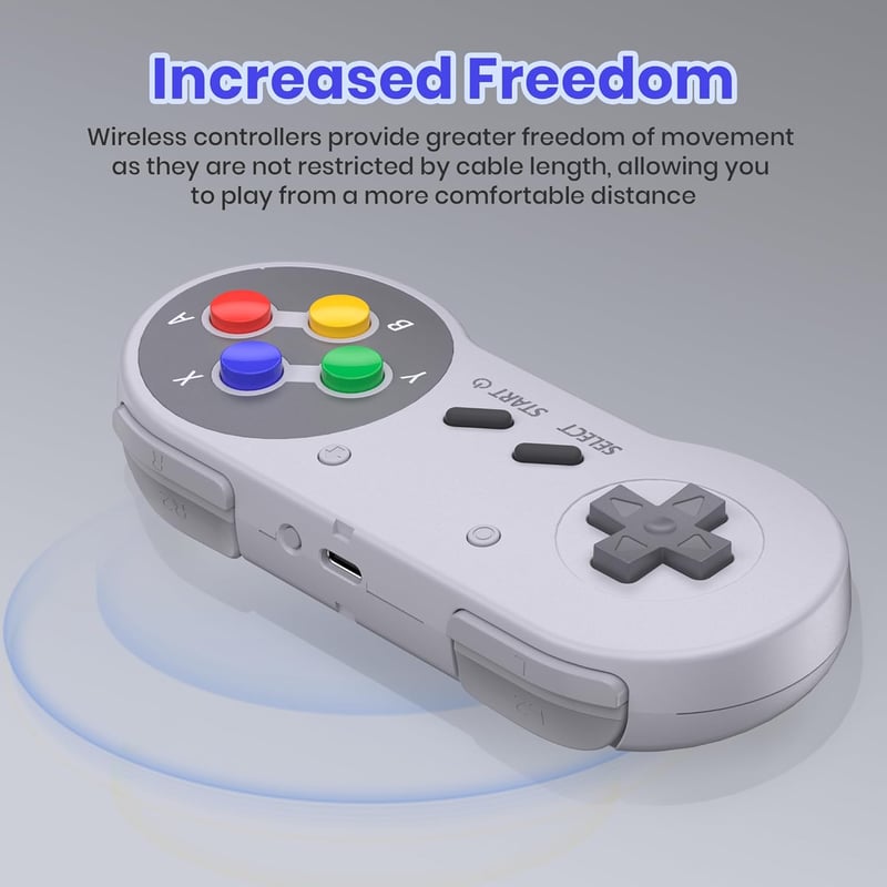 miadore Wireless SNES Kontroller 2.4GHz USB vevővel, Switch/PC/MAC/Raspberry Pi kompatibilis, 2 darab
