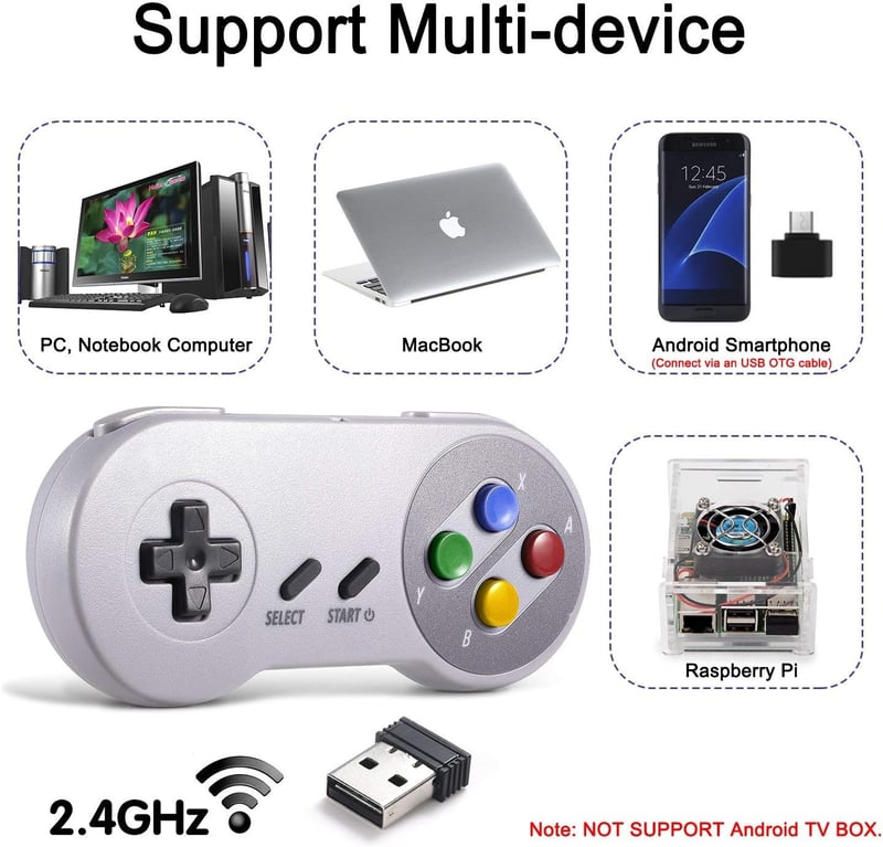 miadore Wireless USB Gamepad 2 db SNES Emulator Vezérlő PC Mac Retropie
