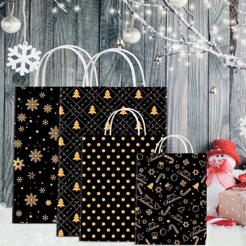 MIAHART 30 Lap Karácsonyi Mintás Papír A4 Fekete Arany Kétoldalas Scrapbooking