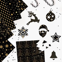 MIAHART 30 Lap Karácsonyi Mintás Papír A4 Fekete Arany Kétoldalas Scrapbooking 5