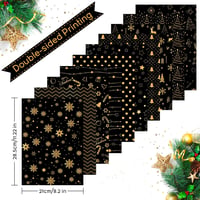 MIAHART 30 Lap Karácsonyi Mintás Papír A4 Fekete Arany Kétoldalas Scrapbooking 2