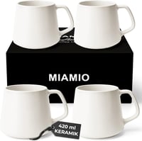 MIAMIO 4 részes kávéscsésze szett 420ml fehér kerámia cappuccino teához 1