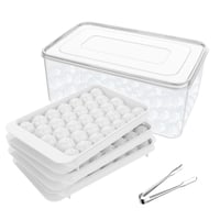 Miaowoof forma na ľadové kocky s vekom a zásobníkom, 99 guľatých kociek ľadu (2,5 cm), bez BPA, na koktaily, kávu a čaj, priestorovo úsporná, stohovateľná 1