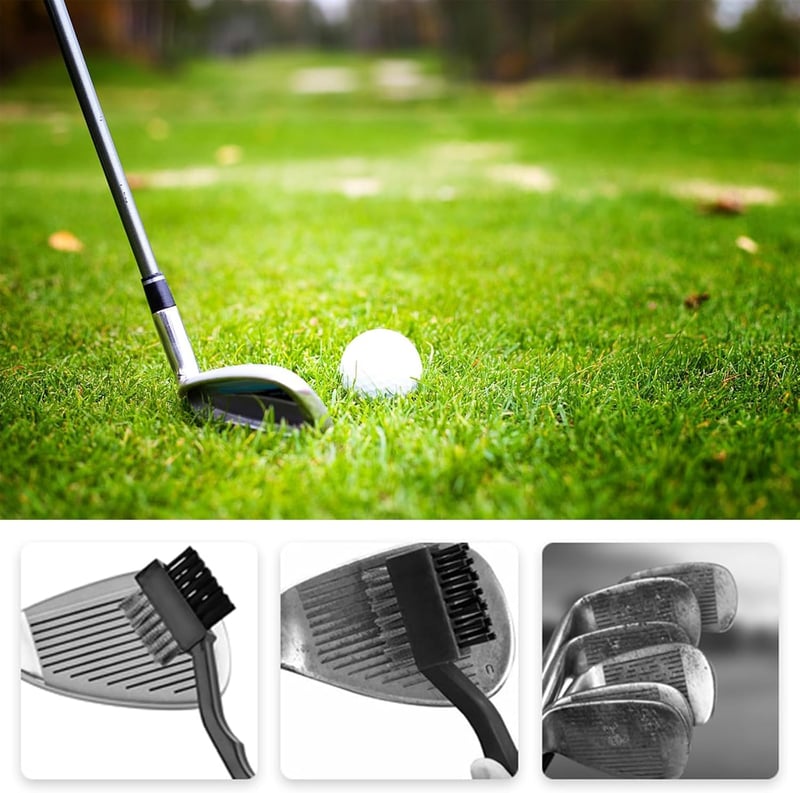 Miayical Golf Klub Kefe Karabinerrel, Dupla Oldalas Visszahúzható Tisztító Kefe - Black, L