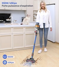 MIBODE Akkumulátoros Porszívó 550W 70 Perc Üzemidő Intelligens Kijelző Automatikus Mód Szőnyeg Kemény Padló Kék 2
