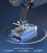 MIBODE Akkumulátoros Porszívó 550W 70 Perc Üzemidő Intelligens Kijelző Automatikus Mód Szőnyeg Kemény Padló Kék 4