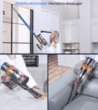 MIBODE V28B Vezeték Nélküli Porszívó 45000Pa Szívóerővel, 550W Motor, 65 Perc Üzemidő, Szürke-Kék, Szőrcsomó-Mentes Kefe, Szőnyeg és Keményp 8