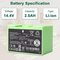 Micacorn 14,4V 36Wh 2500mAh Pótakkumulátor Roomba e és i Sorozathoz - Kompatibilis i3 i3+ i7 i7+ i8 i6 i4 e5 e6 Robotporszívókkal 3