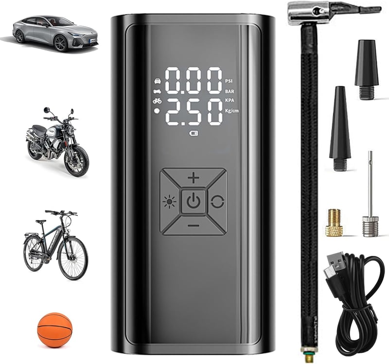 Micacorn 4500mAh hordozható elektromos légpumpa LCD kijelzővel autóhoz