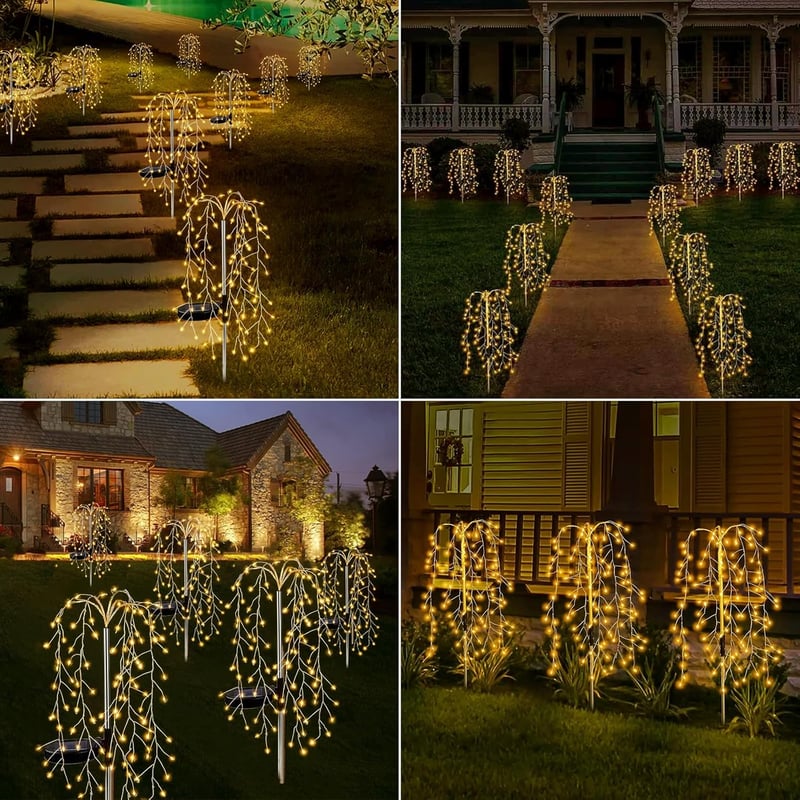 Micacorn Napelemes Fűzfavirág Lámpa 240 LED, 8 Mód, Vízálló Kerti Dekoráció