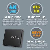Micca 4K 60Hz Ultra HD médialejátszó USB és MicroSD támogatással 4