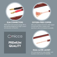 Micca Pure Copper Hangszóró Kábel Aranyozott Banán Csatlakozó 12ft 3