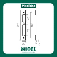 Broască dublă din aluminiu pentru uși europene Micel 92291 Cerradero, negru, 225 x 22 x 6,15 mm 2