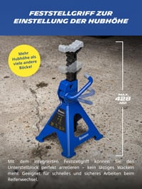 Set 2 capre pentru mașină Michelin, capacitate 2000 kg, înălțime reglabilă, cu mecanism cu cremalieră, structură din oțel 5