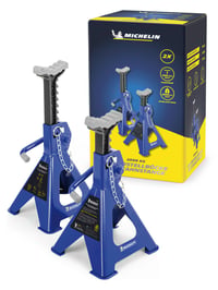 Set 2 capre pentru mașină Michelin, capacitate 2000 kg, înălțime reglabilă, cu mecanism cu cremalieră, structură din oțel 1