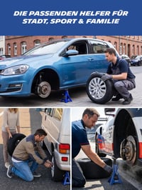 Set 2 capre pentru mașină Michelin, capacitate 2000 kg, înălțime reglabilă, cu mecanism cu cremalieră, structură din oțel 6