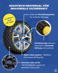 Lanțuri textile de zăpadă Michelin Easy Grip Evolution 7 – Set de 2 bucăți, lanțuri auto eficiente pentru iarnă 2