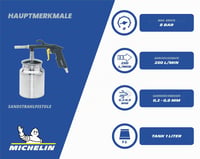 Pieskovacia pištoľ Michelin s 1l nádobou, max. tlak 8 bar, profesionálne pieskovacie zariadenie 2
