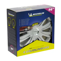 Sada 4 kusov puklíc Michelin NVS 42 Chrome, 14 palcov, vzhľad hliníkových diskov 5