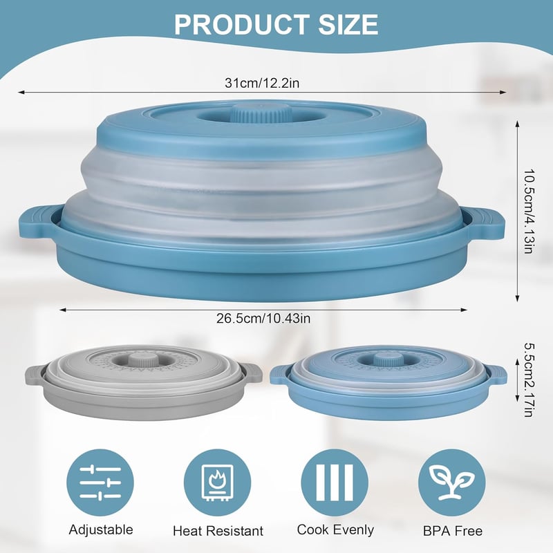 MICHIHOMIE 2db Összecsukható Mikrohullámú Sütő Fedő 26,8cm BPA Mentes