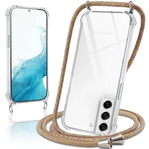 Micnkifo maska za Samsung Galaxy S22 s trakom za vrat, žuta prozirna silikonska maska od TPU materijala otporna na udarce i ogrebotine s podesivom vezicom