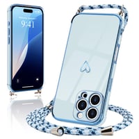Husă pentru iPhone 16 Pro Micoden cu șnur tip colier și design cu inimă – Husă modernă cu lanț pentru telefonul mobil 1