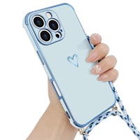 Husă pentru iPhone 16 Pro Micoden cu șnur tip colier și design cu inimă – Husă modernă cu lanț pentru telefonul mobil 3