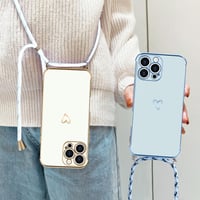 Husă pentru iPhone 16 Pro Micoden cu șnur tip colier și design cu inimă – Husă modernă cu lanț pentru telefonul mobil 5