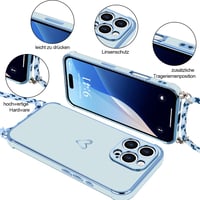 Husă pentru iPhone 16 Pro Micoden cu șnur tip colier și design cu inimă – Husă modernă cu lanț pentru telefonul mobil 4