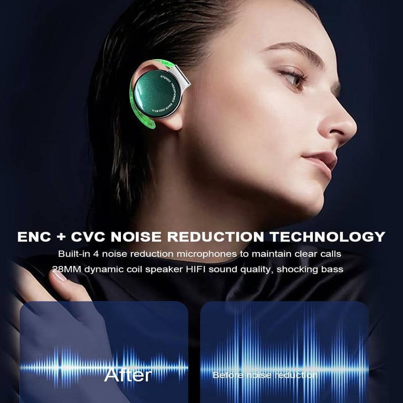 Micool Bluetooth 5.3 Nyitott Fülhallgató Sporthoz, 4 Mikrofon, Kényelmes Fülhorgos Vezeték Nélküli Headset