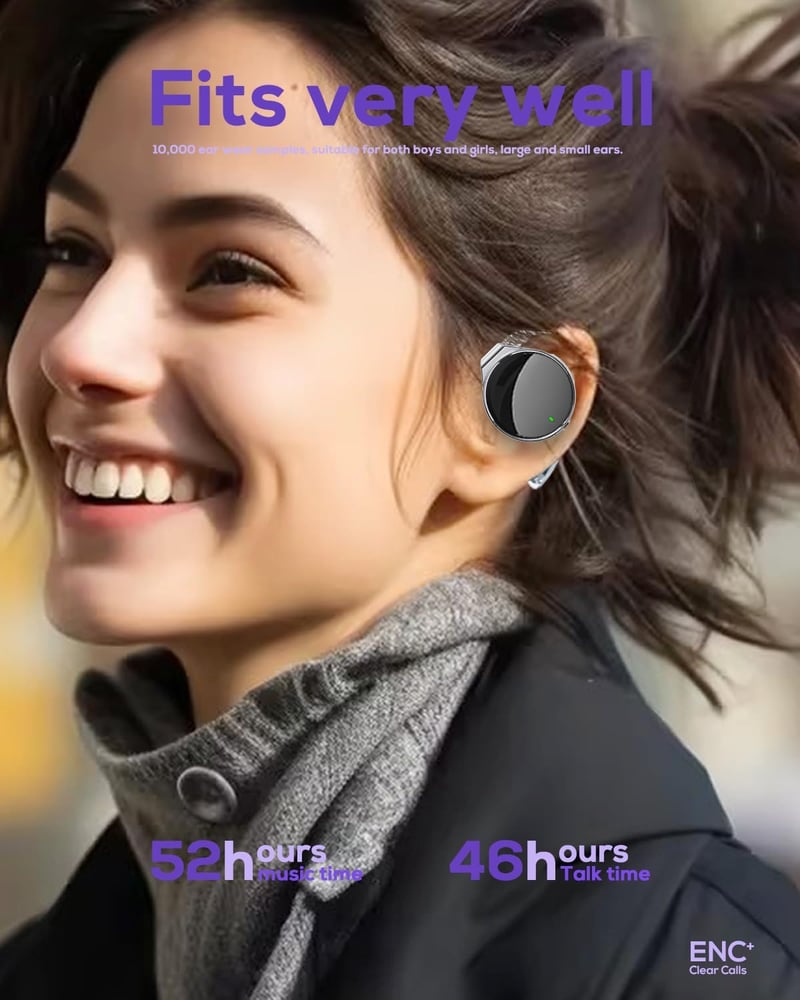 Micool Bluetooth 5.4 Nyitott Fülhallgató Zajszűrés, Vízálló Sport Headset 4 Mikrofonnal