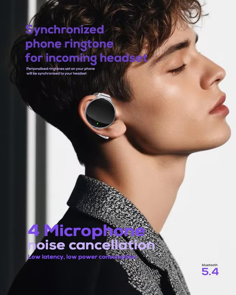 Micool Bluetooth 5.4 Nyitott Fülhallgató Zajszűrés, Vízálló Sport Headset 4 Mikrofonnal