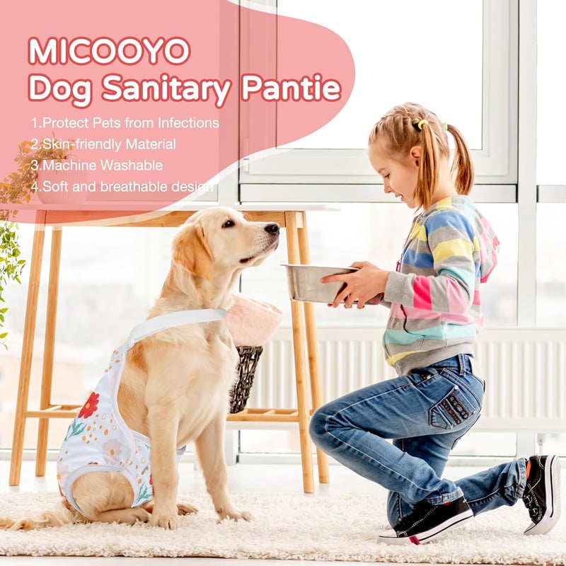 MICOOYO Kutyapelenka XL Virágmintás Mosható Kutyanadrág Állítható Pánt