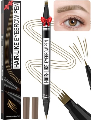 Microblading Szemöldök Ceruza 2in1 kétoldalas, 4 ágú villás applikátorral - világosbarna