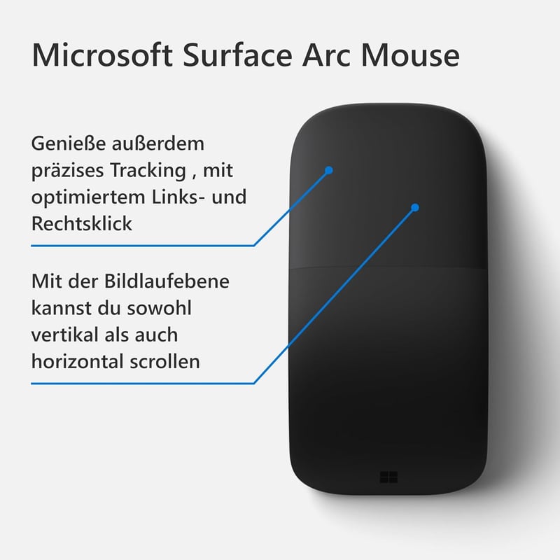 Microsoft Surface Arc Mouse fekete vezeték nélküli egér - black