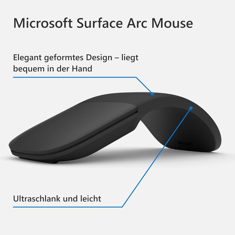 Microsoft Surface Arc Mouse fekete vezeték nélküli egér - black