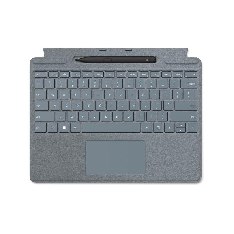 Husă Microsoft Surface Pro 8/X Alcantara + stilou - Culoare Ice Blue, husă de protecție cu stylus