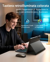 MicroTunk Bluetooth puzdro s klávesnicou a podsvietením, talianskym QWERTY rozložením a myšou pre iPad Air 13" (M4 2026/M3 2025/M2 2024) a iPad Pro 12,9" (3.-6. gen.) 6