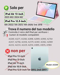 MicroTunk iPad Air 13" (M4 2026/M3 2025/M2 2024) a iPad Pro 12,9" (3.–6. gen.) Bluetooth puzdro s klávesnicou, podsvietením, talianskym rozložením QWERTY a myšou 2