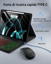 MicroTunk Bluetooth puzdro s klávesnicou a podsvietením, talianskym QWERTY rozložením a myšou pre iPad Air 13" (M4 2026/M3 2025/M2 2024) a iPad Pro 12,9" (3.-6. gen.) 4