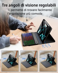 MicroTunk Bluetooth puzdro s klávesnicou a podsvietením, talianskym QWERTY rozložením a myšou pre iPad Air 13" (M4 2026/M3 2025/M2 2024) a iPad Pro 12,9" (3.-6. gen.) 5