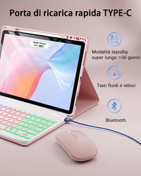 MicroTunk iPad Air 13" (M4 2026/M3 2025/M2 2024) a iPad Pro 12,9" (3.–6. gen.) Bluetooth puzdro s klávesnicou, podsvietením, talianskym rozložením QWERTY a myšou 4