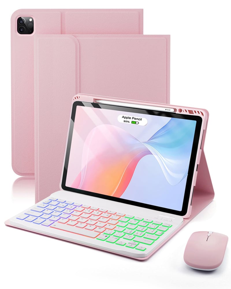 MicroTunk iPad Air 13" (M4 2026/M3 2025/M2 2024) a iPad Pro 12,9" (3.–6. gen.) Bluetooth puzdro s klávesnicou, podsvietením, talianskym rozložením QWERTY a myšou
