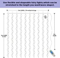 Microwear 3x3m LED Függöny 300 LED Vízálló Fényvissza Dekoráció Beltéri Kültéri 4