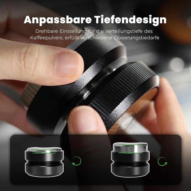 MICXNIC Espresso Leveler 58 mm Diófa Kávé Elosztó Magasság Állítható Portafilter Barista Kiegészítő 304 Rozsdamentes Acél Fekete