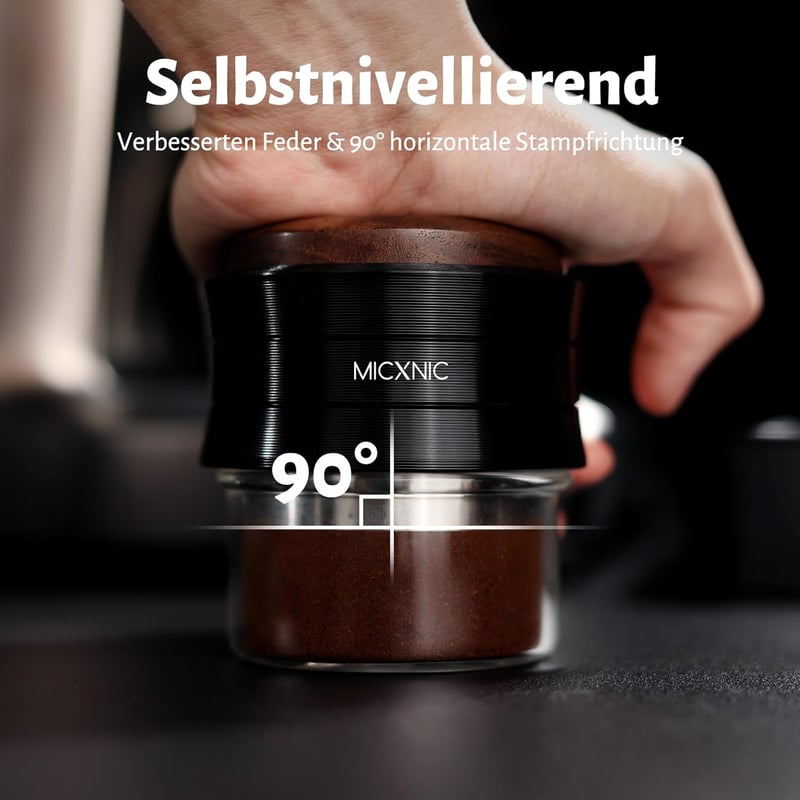 MICXNIC Kávétömörítő 54 mm Rugós Önszintező Espresso Tamper Sage Breville Barista Express Portafilterhez Dió Fekete